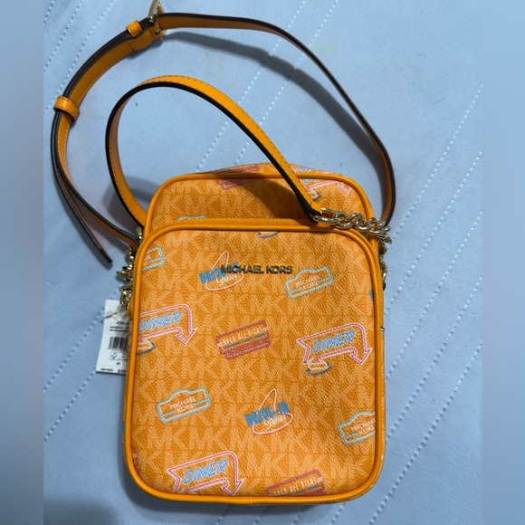 Michael Kors Vibrant Orange Diner Print Crossbody - Picture 1 of 5